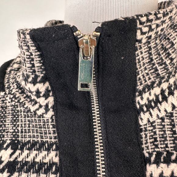 Fate Black & White Houndstooth Zip Up Hooded Jacket Size One Size - Picture 4 of 10